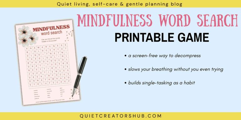 Free Mindfulness Word Search Printable for Adults (PDF Download)